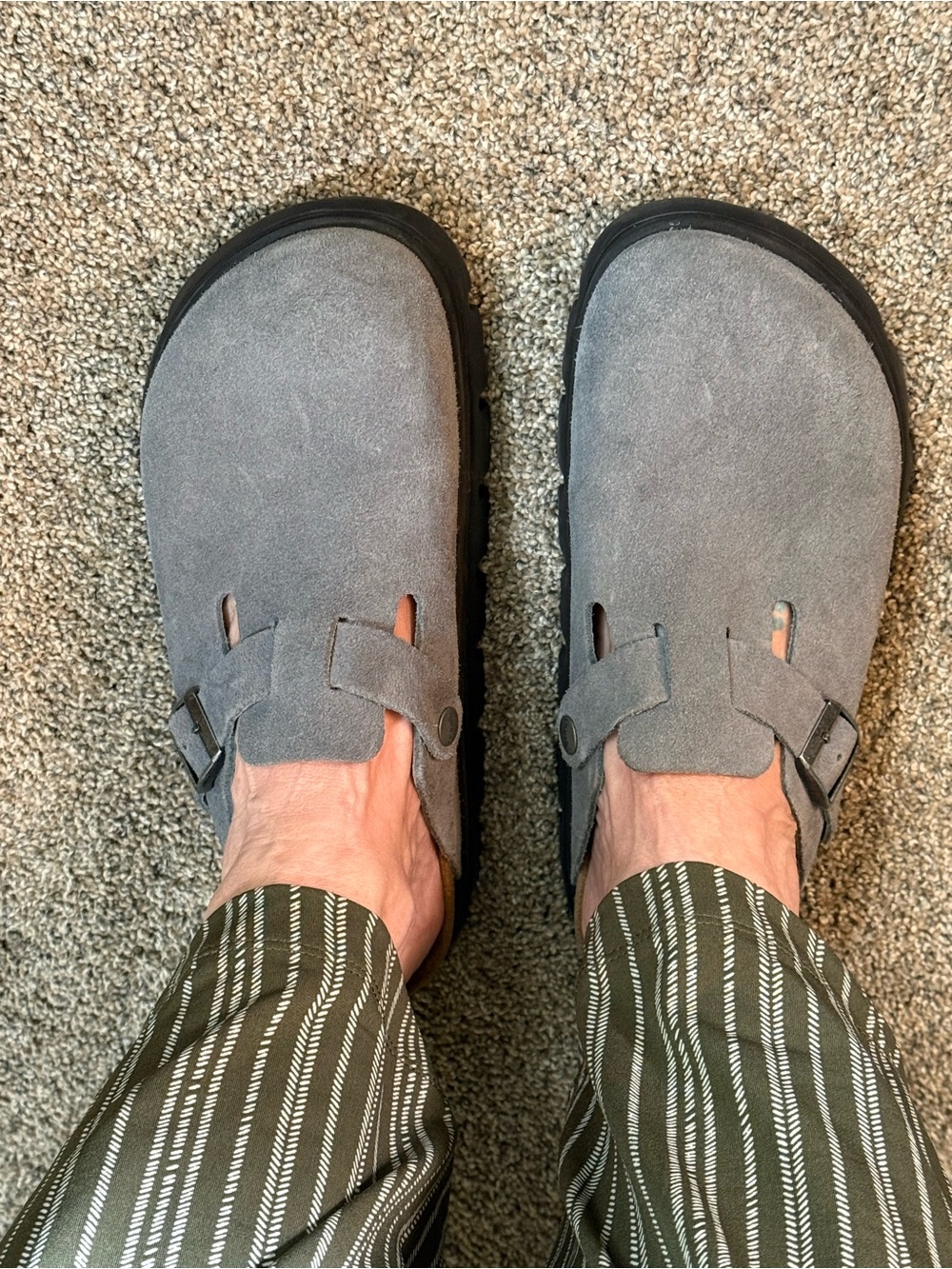 Birkenstock Gray Suede Women’s Slip-On Clogs with Buckle
